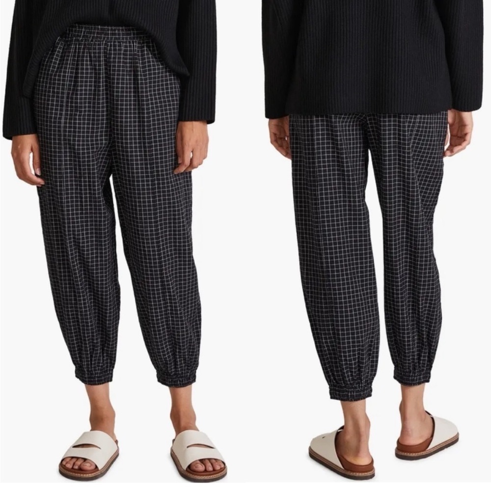 APIECE APART Zebra Windowpane Plaid Lightweight Organic Cotton Joggers XS